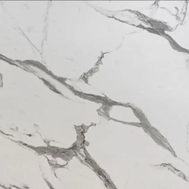 Superficie de mesa en fenólico con efecto mármol blanco con beta gris Superficie de mesa en fenólico con efecto mármol blanco con beta gris