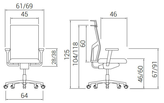 Medidas de la silla Atika
