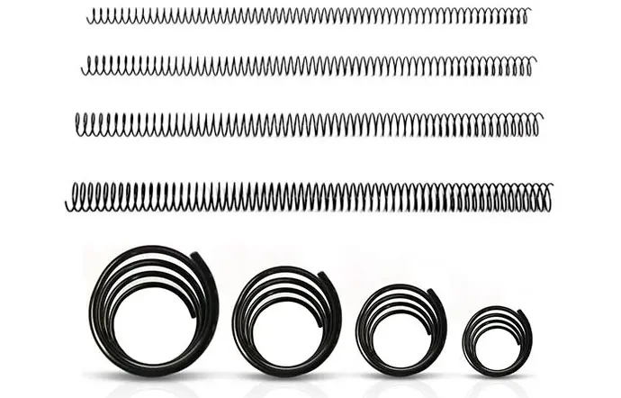 Espiral metálico negro en varios diámetros