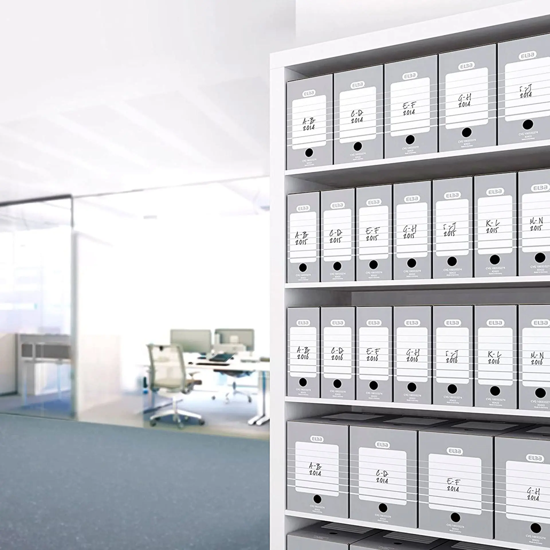 Sistema de archivo con cajas de cartón Elba