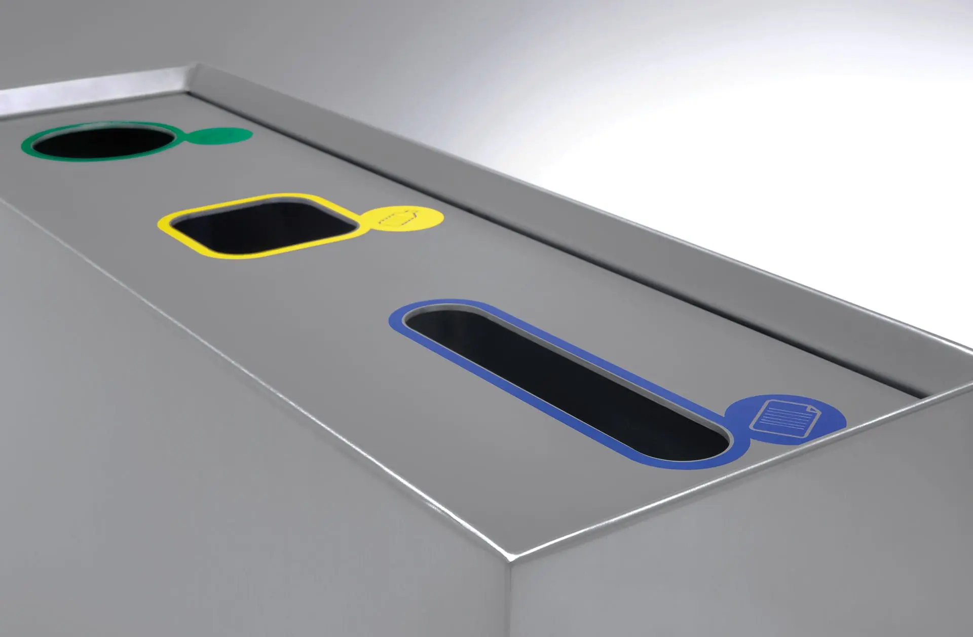 Papelera de reciclaje en acero inoxidable