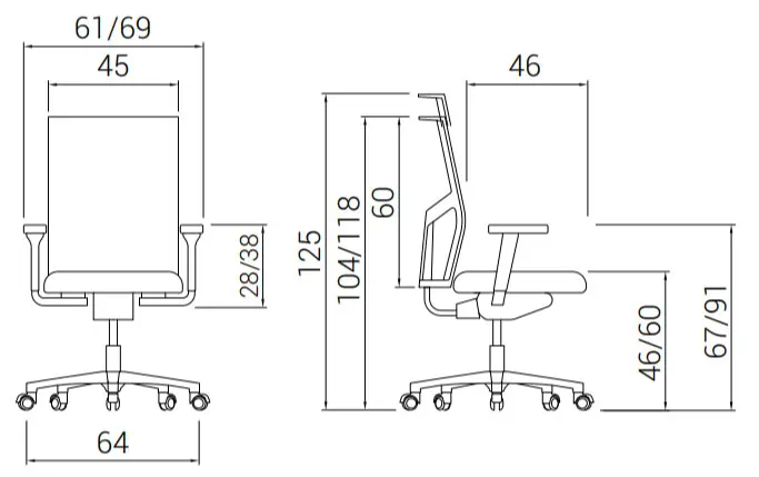 Medidas de la silla Atika
