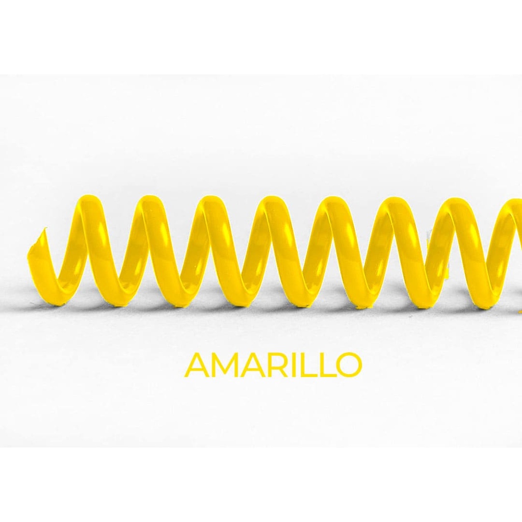 Espiral de encuadernación fabricado en plástico amarillo limón de 12 mm. de diámetro