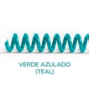 Espiral de encuadernación fabricado en plástico verde azulado Teal de 12 mm. de diámetro