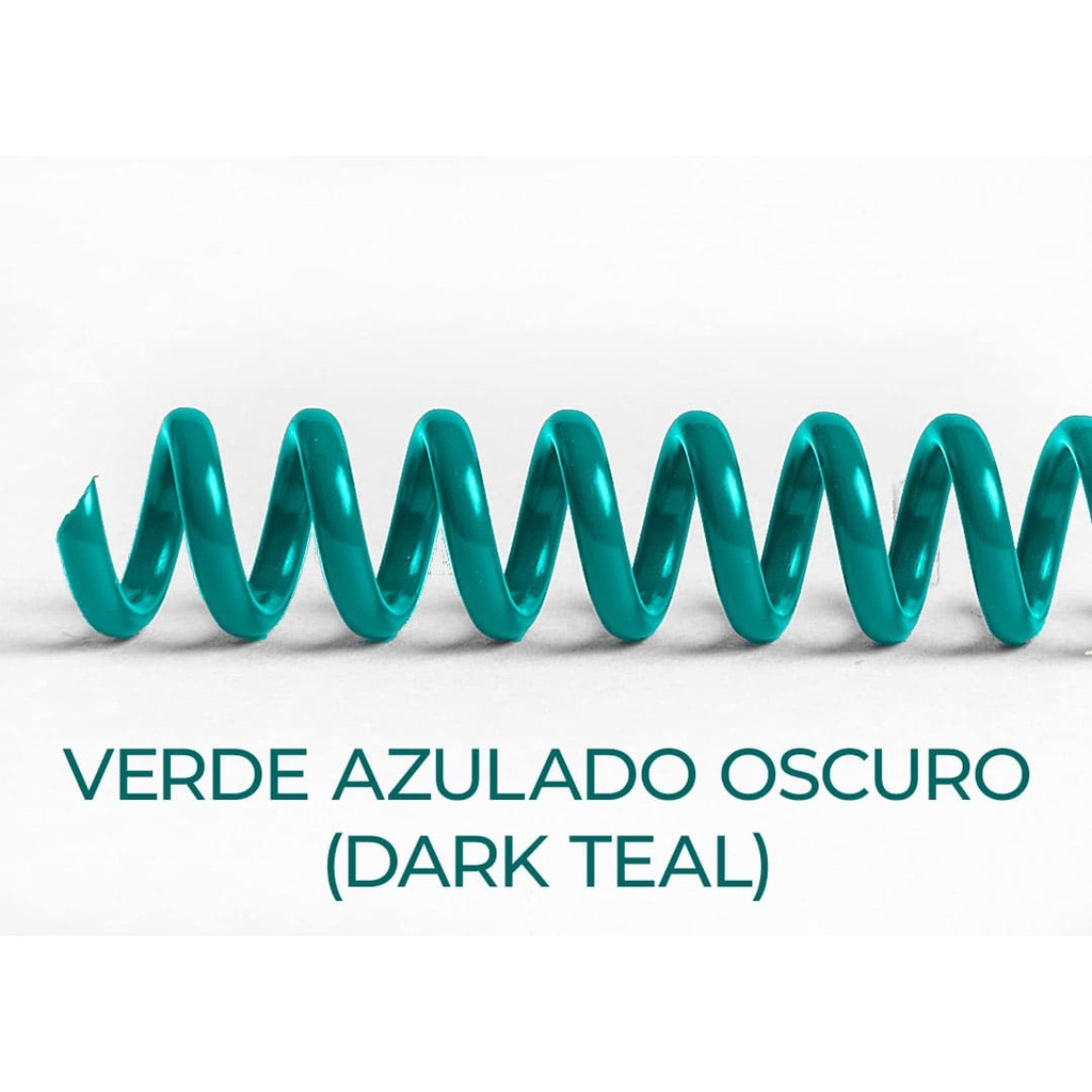 Espiral de encuadernación fabricado en plástico verde azul oscuro de 16 mm. de diámetro