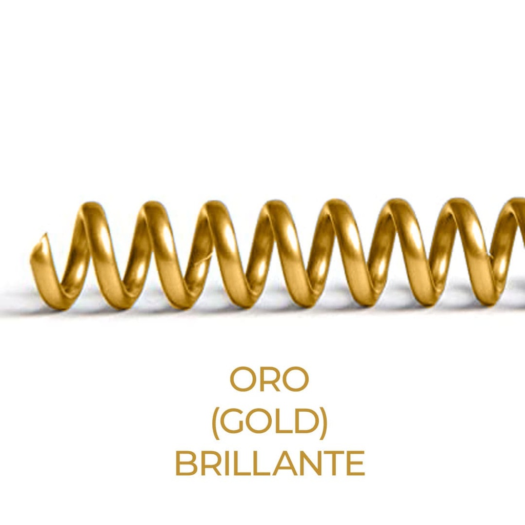 Espiral de encuadernación fabricado en plástico oro de 16 mm. de diámetro