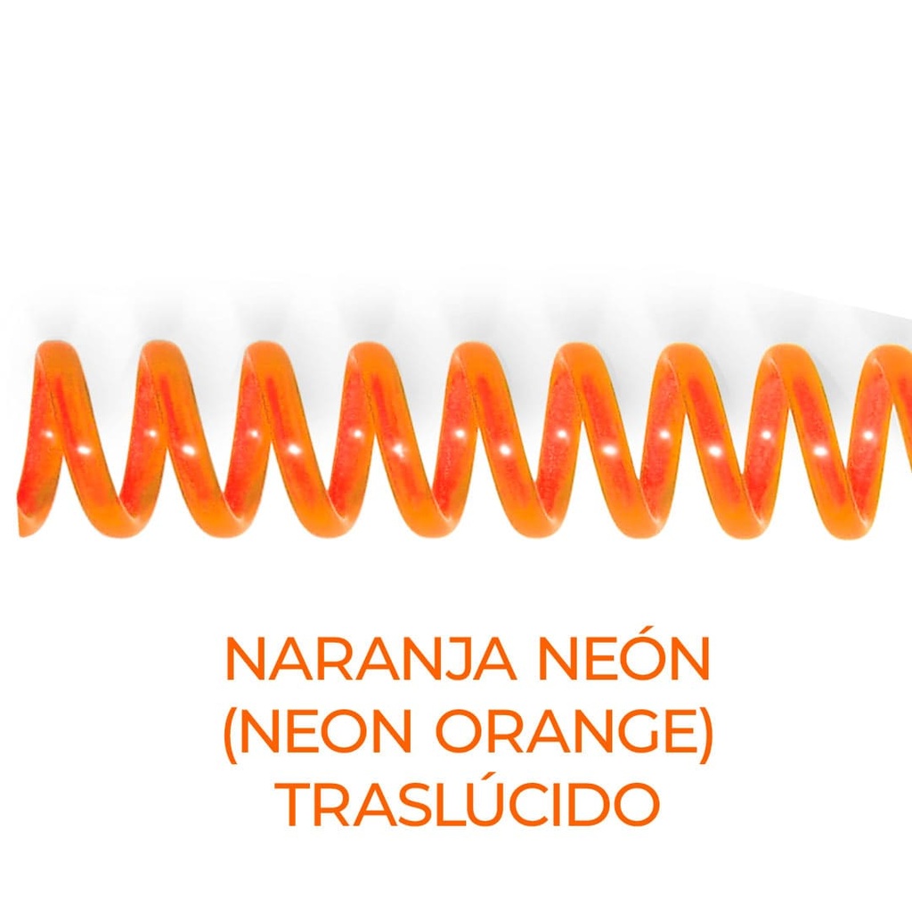 Espiral de encuadernación fabricado en plástico naranja neón traslúcido de 18 mm. de diámetro