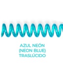 Espiral de encuadernación fabricado en plástico azul neón traslúcido de 18 mm. de diámetro