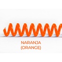 Espiral de encuadernación fabricado en plástico naranja de 38 mm. de diámetro