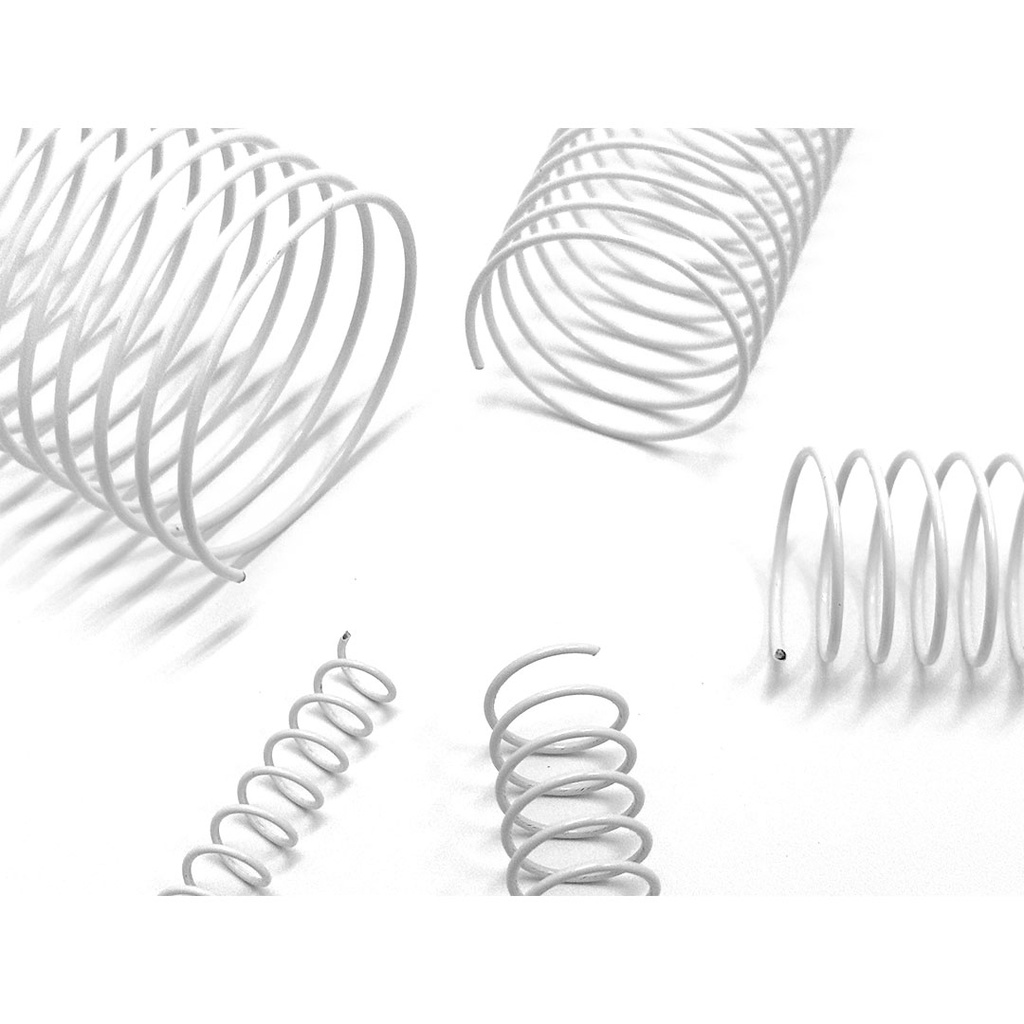 Espiral metálica blanca de 12 mm de diámetro para encuadernar al mejor precio en Asturalba