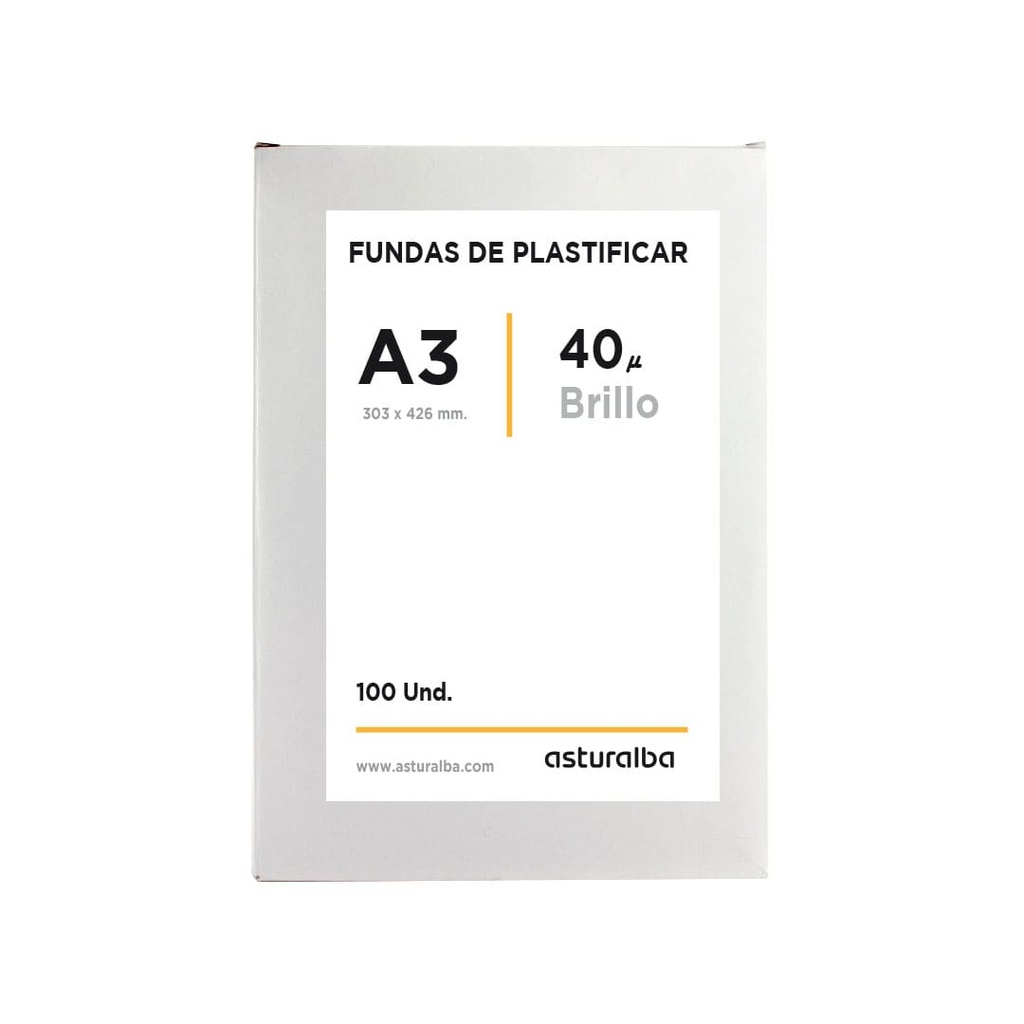 Caja de 100 fundas de plastificar DIN-A3 de 40 micras