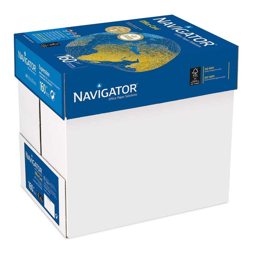 Caja con 5 paquetes de papel de 160 gramos Navigator Office Card