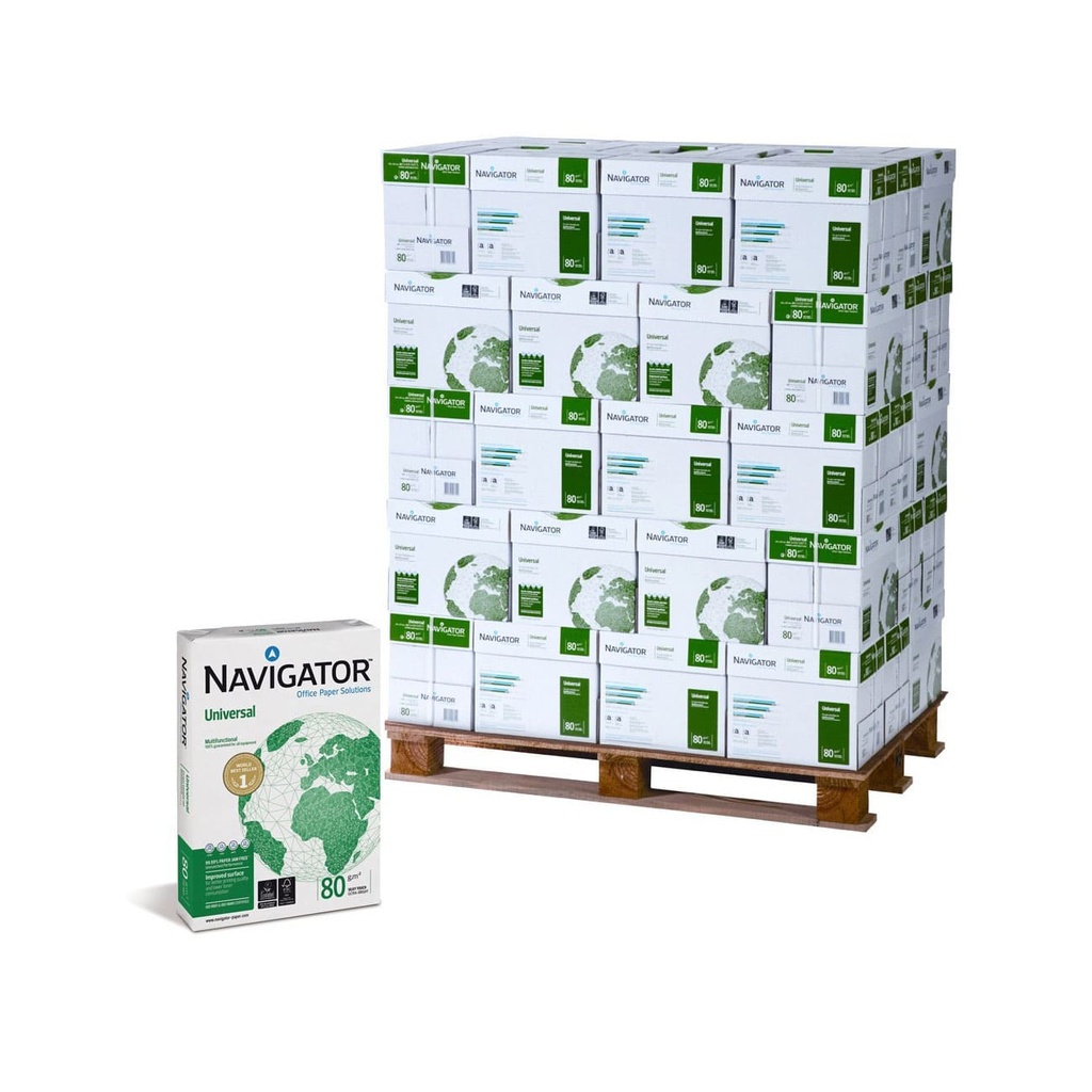 Palé de 300 cajas de papel DIN-A4 de 80 gramos Navigator Universal