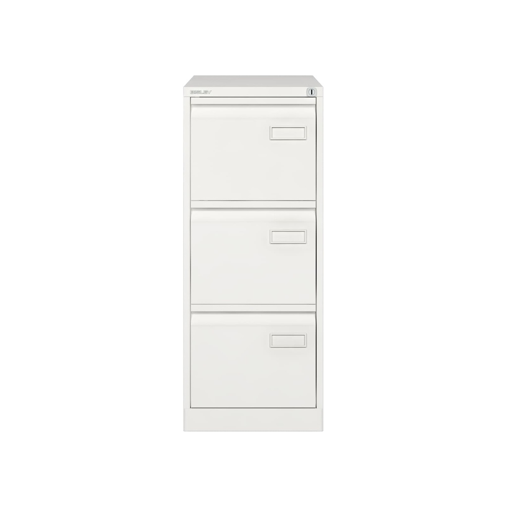 Archivador metálico de tres cajones para carpetas colgantes DIN-A4 en color blanco