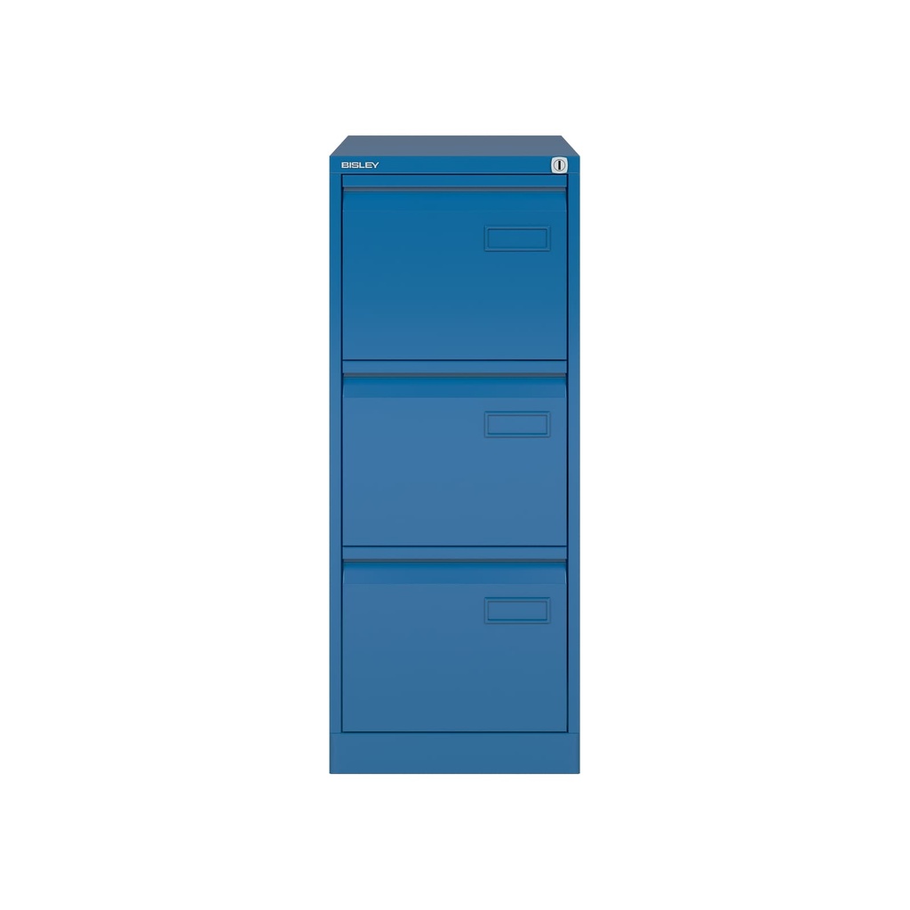 Archivador metálico de tres cajones para carpetas colgantes DIN-A4 en color azure