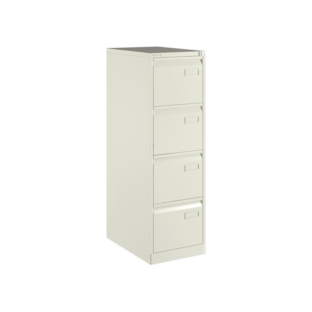 Archivador metálico de cuatro cajones para carpetas colgantes DIN-A4 en color blanco cálido