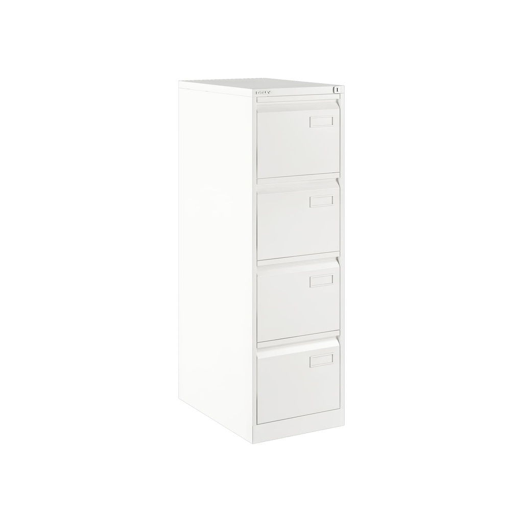 Archivador metálico de cuatro cajones para carpetas colgantes DIN-A4 en color blanco frío