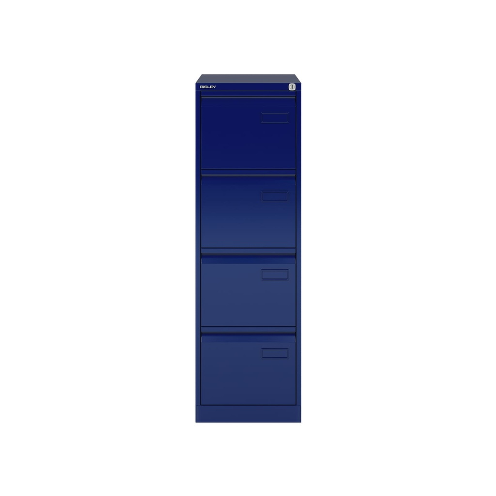 Archivador metálico de cuatro cajones para carpetas colgantes DIN-A4 en color azul