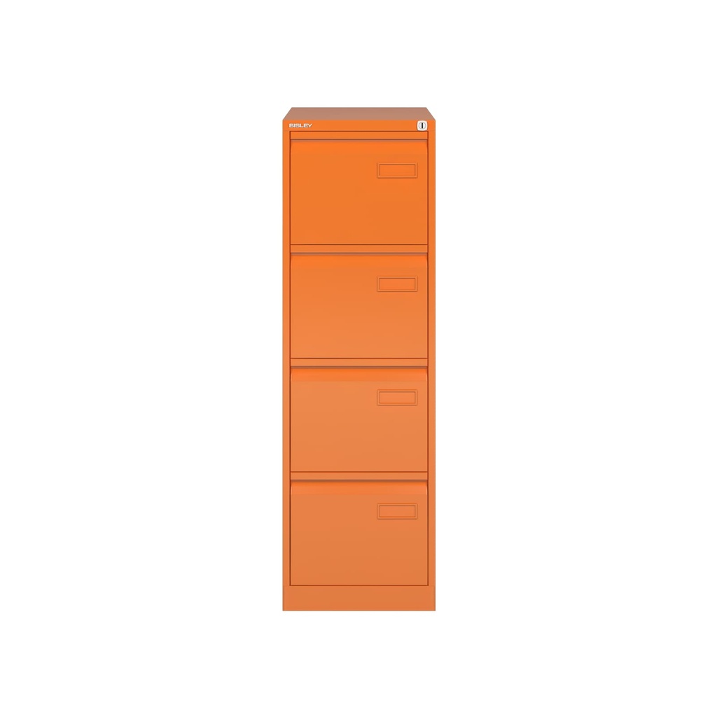 Archivador metálico de cuatro cajones para carpetas colgantes DIN-A4 en color naranja