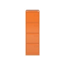 Archivador metálico de cuatro cajones para carpetas colgantes DIN-A4 en color naranja