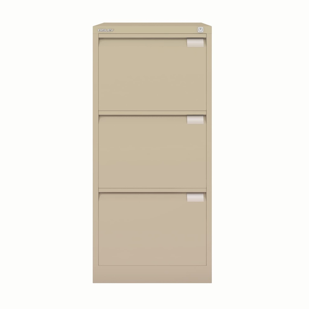 Archivador metálico Bisley BS Premium con tres cajones DIN-A4 para clasificar carpetas colgantes en color beige