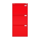 Archivador metálico Bisley BS Premium con tres cajones DIN-A4 para clasificar carpetas colgantes en color rojo cardenal