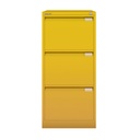 Archivador metálico Bisley BS Premium con tres cajones DIN-A4 para clasificar carpetas colgantes en color amarillo