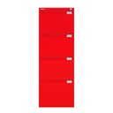 Archivador metálico Bisley BS Premium con cuatro cajones DIN-A4 para clasificar carpetas colgantes en color rojo cardenal