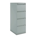 Archivador metálico Bisley BS Premium con cuatro cajones DIN-A4 para clasificar carpetas colgantes en color gris medio
