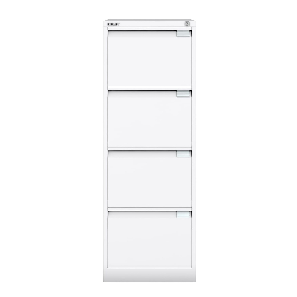 Archivador metálico Bisley BS Premium con cuatro cajones DIN-A4 para clasificar carpetas colgantes en color gris
