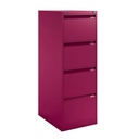 Archivador metálico Bisley BS Premium con cuatro cajones DIN-A4 para clasificar carpetas colgantes en color rosa fucsia