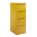 Archivador metálico Bisley BS Premium con cuatro cajones DIN-A4 para clasificar carpetas colgantes en color amarillo