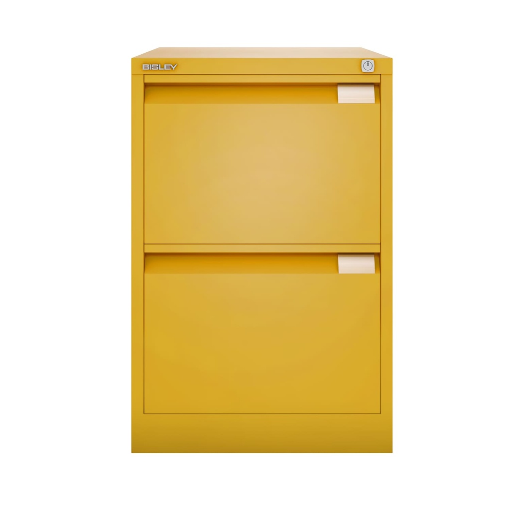 Archivador metálico Bisley BS Premium con dos cajones tamaño folio para clasificar carpetas colgantes en color amarillo