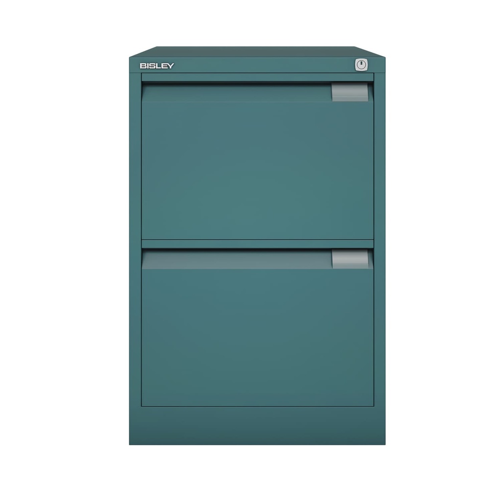 Archivador metálico Bisley BS Premium con dos cajones tamaño folio para clasificar carpetas colgantes en color azul