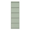 Archivador metálico Bisley BS Premium con cinco cajones tamaño folio para clasificar carpetas colgantes en color gris viejo verdoso Regent