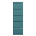 Archivador metálico Bisley BS Premium con cinco cajones tamaño folio para clasificar carpetas colgantes en color gris azul Doulton