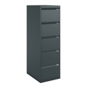 Archivador metálico Bisley BS Premium con cinco cajones tamaño folio para clasificar carpetas colgantes en color gris antracita