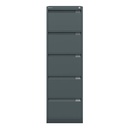 Archivador metálico Bisley BS Premium con cinco cajones tamaño folio para clasificar carpetas colgantes en color gris negro