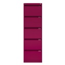 Archivador metálico Bisley BS Premium con cinco cajones tamaño folio para clasificar carpetas colgantes en color Berry fucsia
