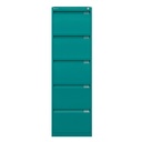 Archivador metálico Bisley BS Premium con cinco cajones tamaño folio para clasificar carpetas colgantes en color verde menta