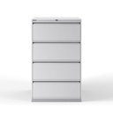 Archivador metálico Bisley con cuatro cajones dobles para clasificar carpetas colgantes DIN-A4 en cuatro filas pintado en color gris claro