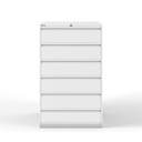 Archivador metálico Bisley con cuatro cajones dobles para clasificar carpetas colgantes DIN-A4 en cuatro filas pintado en color blanco tiza roto
