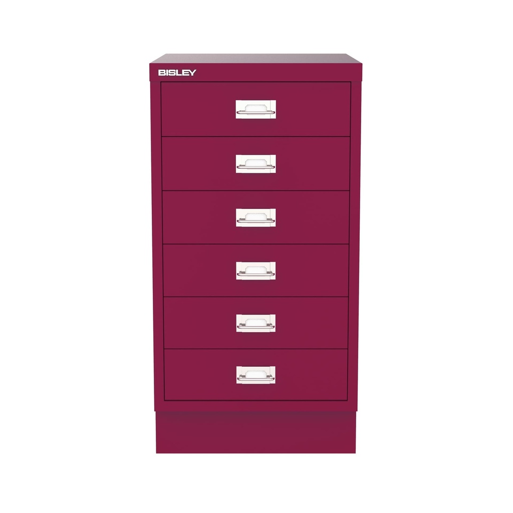 Vista frontal del fichero multicajones Bisley 112 en color rosa Berry