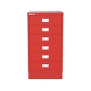Vista frontal del fichero multicajones Bisley 112 en color rojo cardenal