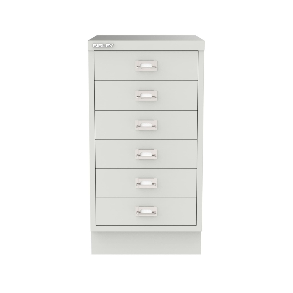 Vista frontal del fichero multicajones Bisley 112 en color blanco tiza