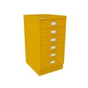 Vista en tres cuartos del fichero multicajones Bisley 112 en color amarillo