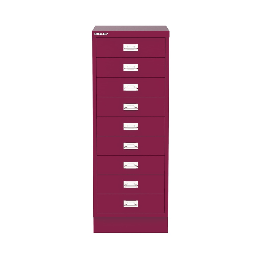 Vista frontal del fichero multicajones Bisley 114 en color rosa Berry