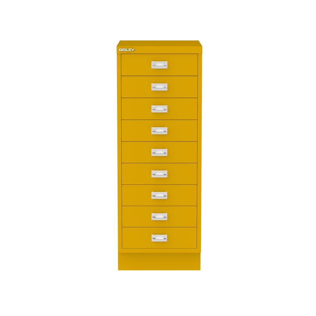 Vista frontal del fichero multicajones Bisley 114 en color amarillo
