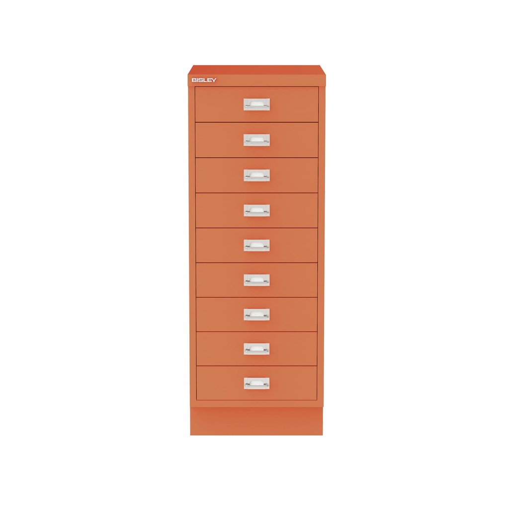 Vista frontal del fichero multicajones Bisley 114 en color coral