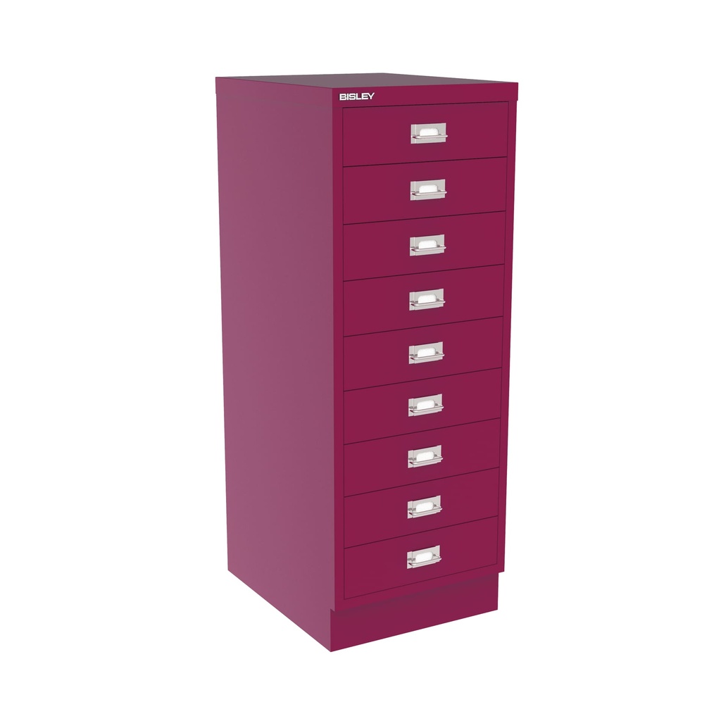 Vista en tres cuartos del fichero multicajones Bisley 114 en color rosa Berry
